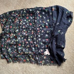 Brooks Brothers Dark Blue Floral Scarf with Box flowers EUC